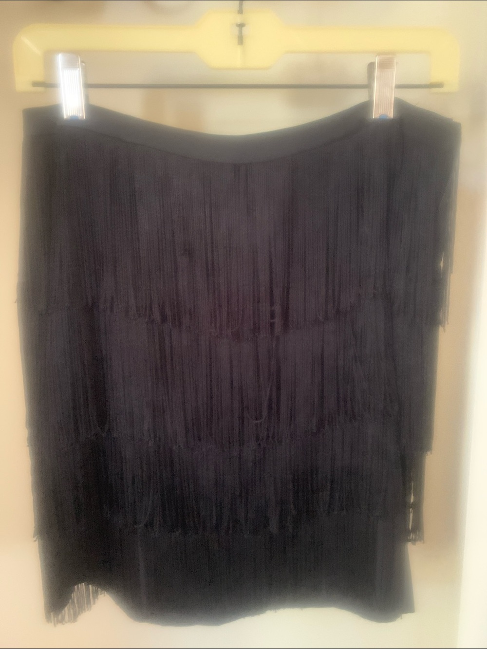 Fringe Layered Black Women's Skirt, Lauren, 6P